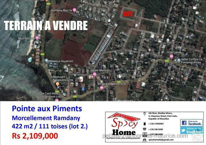 Terrain a Vendre Pointe aux Piments, Morcellement Ramdany