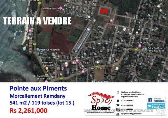 Terrain a Vendre Pointe aux Piments, Morcellement Ramdany , LOT 15