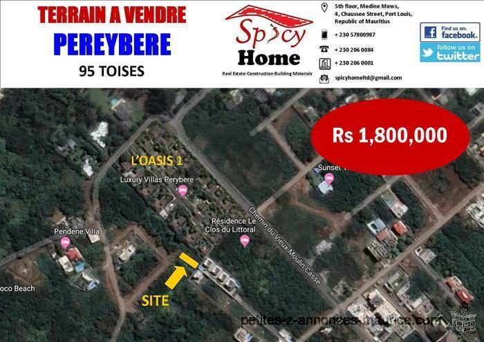 Terrain a Vendre Pereybere , a L'arriere de L'OASIS 1