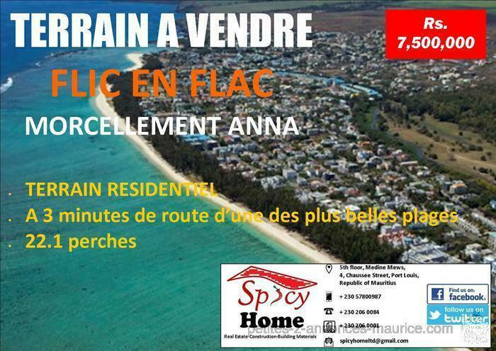 Terrain a Vendre Flic en Flac, Morcellement Anna