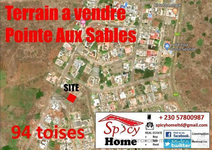 Terrain de 94 toises a Vendre Pointe aux Sables