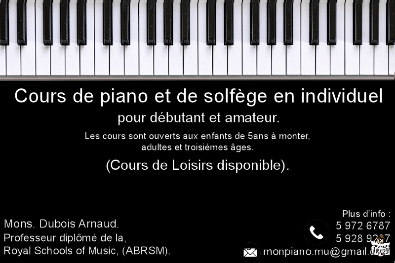 Cours de piano et de solfège en individuel.