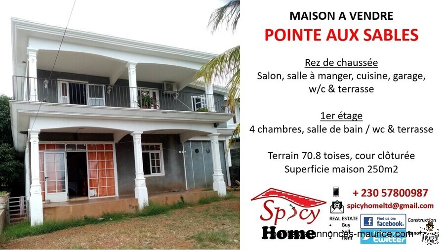 Maison a vendre pointe aux sables