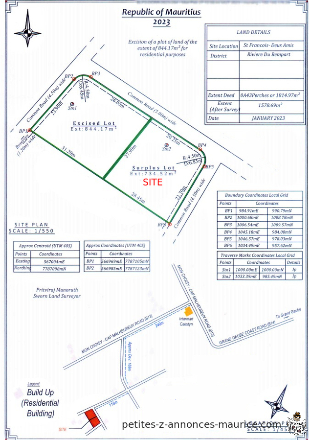 Residential land of 17.4 Perches for sale in Saint Francois.