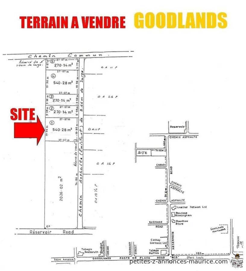 TERRAIN RÉSIDENTIEL A VENDRE GOODLANDS - 13 PERCHES