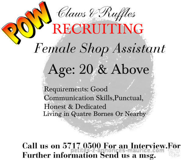 Recruiting shop assistant in Quatre Bornes