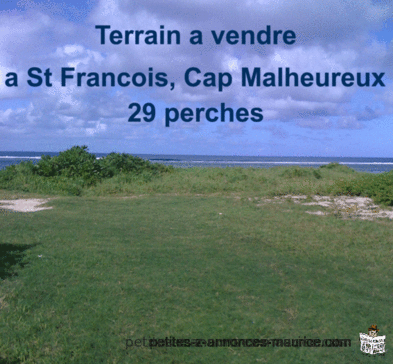 Terrain de 29 perches St Francois Cap Malheureux