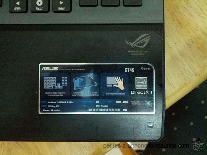 LAPTOP ASUS Serie GAMER G74S