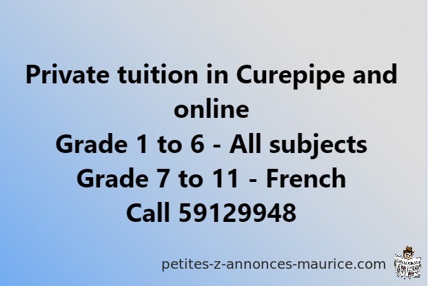 Private tuition in Curepipe and online