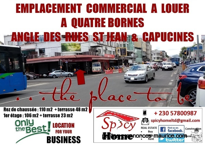 Emplacement Commercial a louer Quatre Bornes
